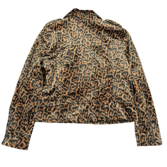 MANGO Faux Suede Leopard Print Moto Jacket Sz Medium - Picture 6 of 8